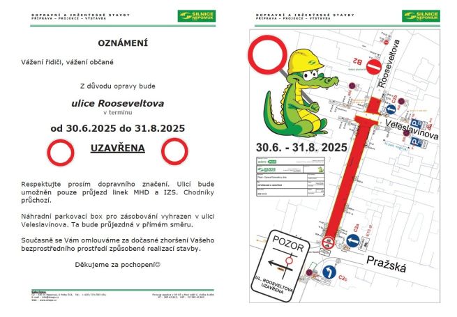 INFO - provoz stavby - oznámení - Plzeň Rooseveltova ul_JPGscreen INFO - provoz stavby - oznámení - Plzeň Rooseveltova ul_JPGscreen